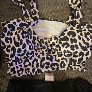 Xhilaration Black and White Animal Print Bikini Top